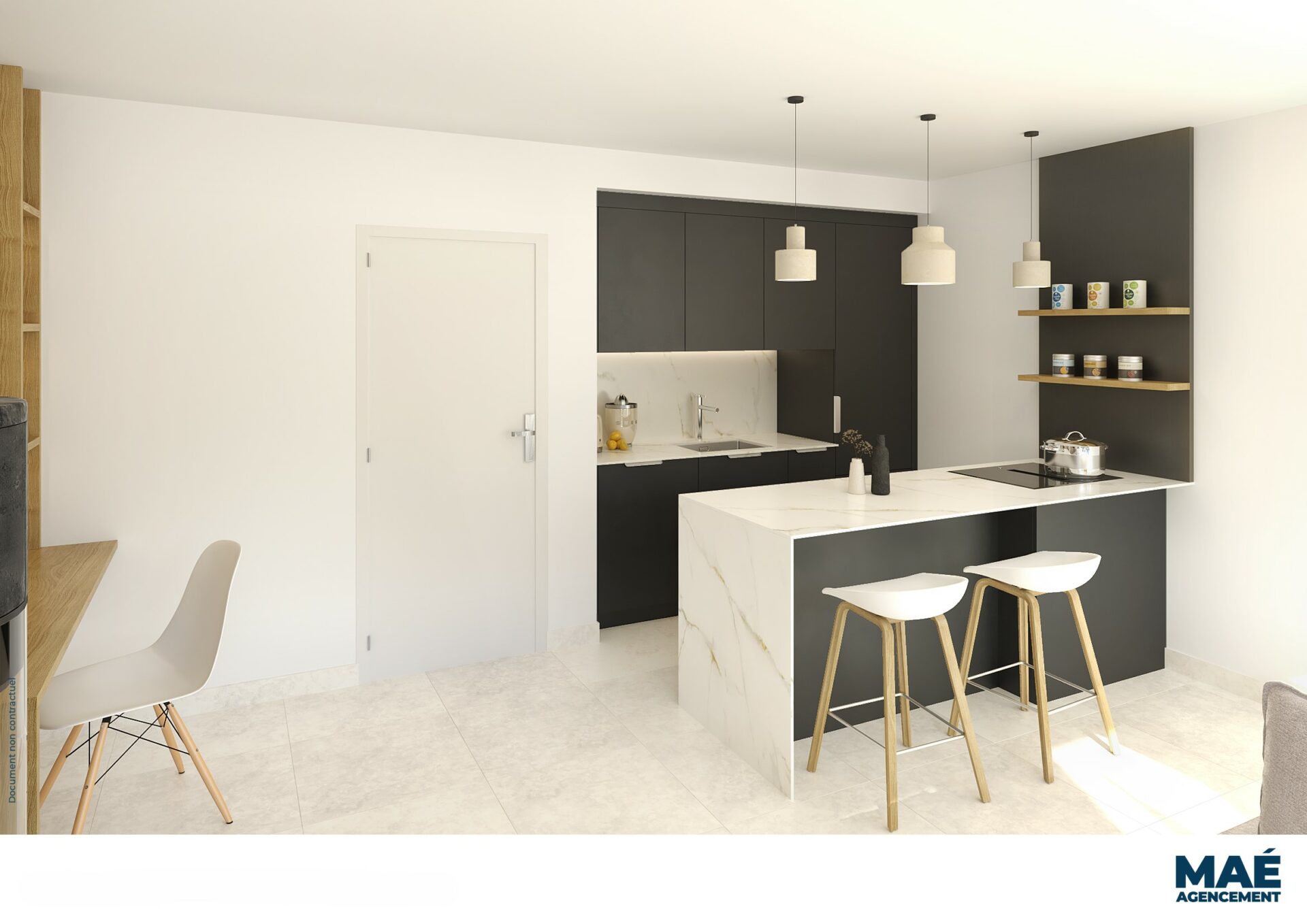 Vue 3D cuisine maison Dinard